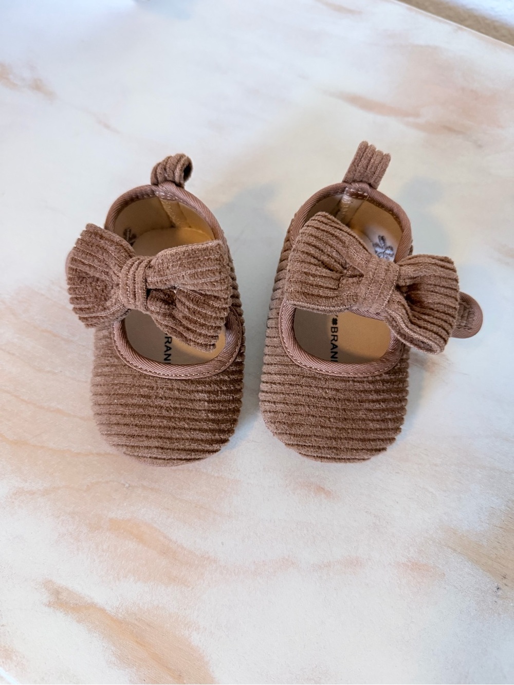 Lucky Brand Tan Corduroy Bow Baby Mary Janes